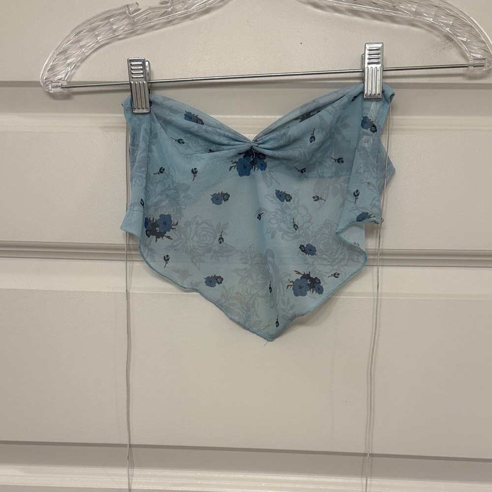 Floral Blue sheer tie tank